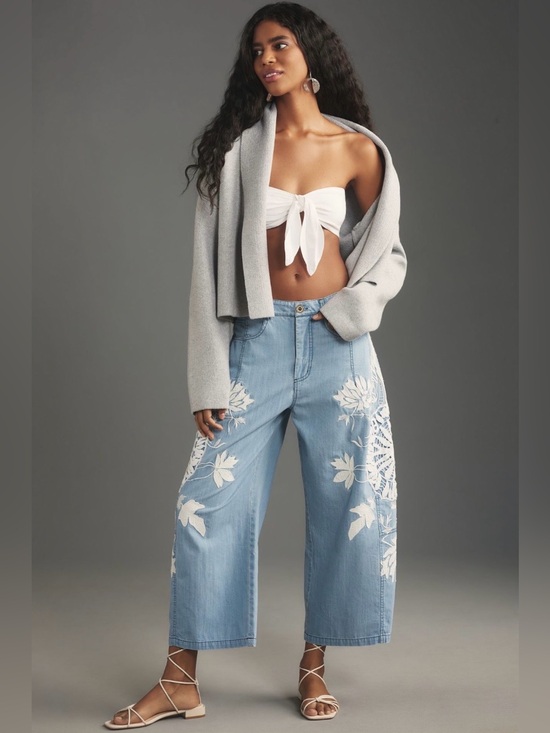 Pilcro Denim - Anthropologie Pilcro Kenna Mid-Rise Heritage Barrel Jeans: Embroidered Edition